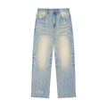 Sun Fade Raw Hem Denim Jeans