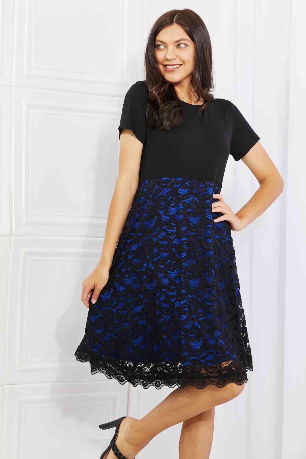 Black and Blue All Overlay Dress