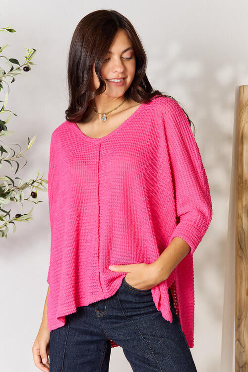 Hold On Loosely Knit Top in Fuchsia