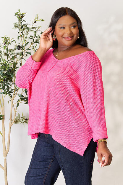 Hold On Loosely Knit Top in Fuchsia