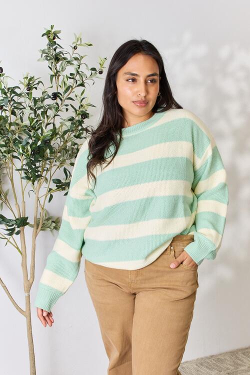 Seafoam Green Striped Sweater