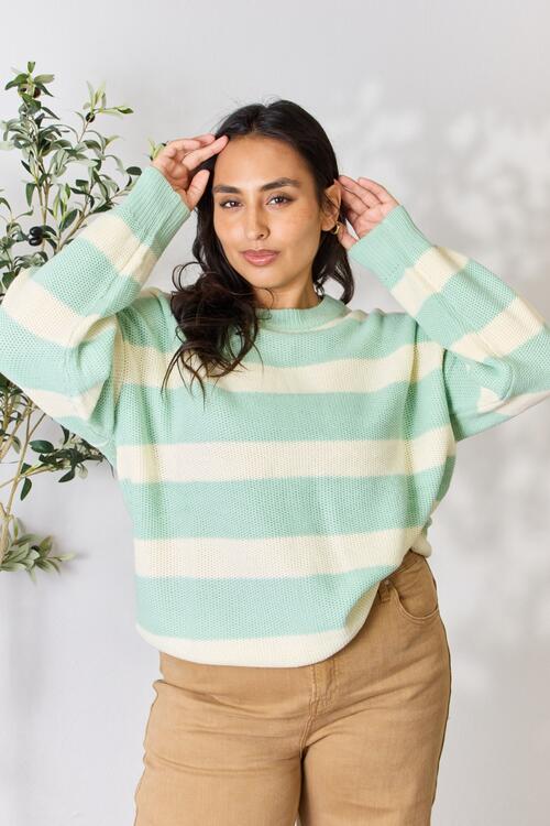 Seafoam Green Striped Sweater