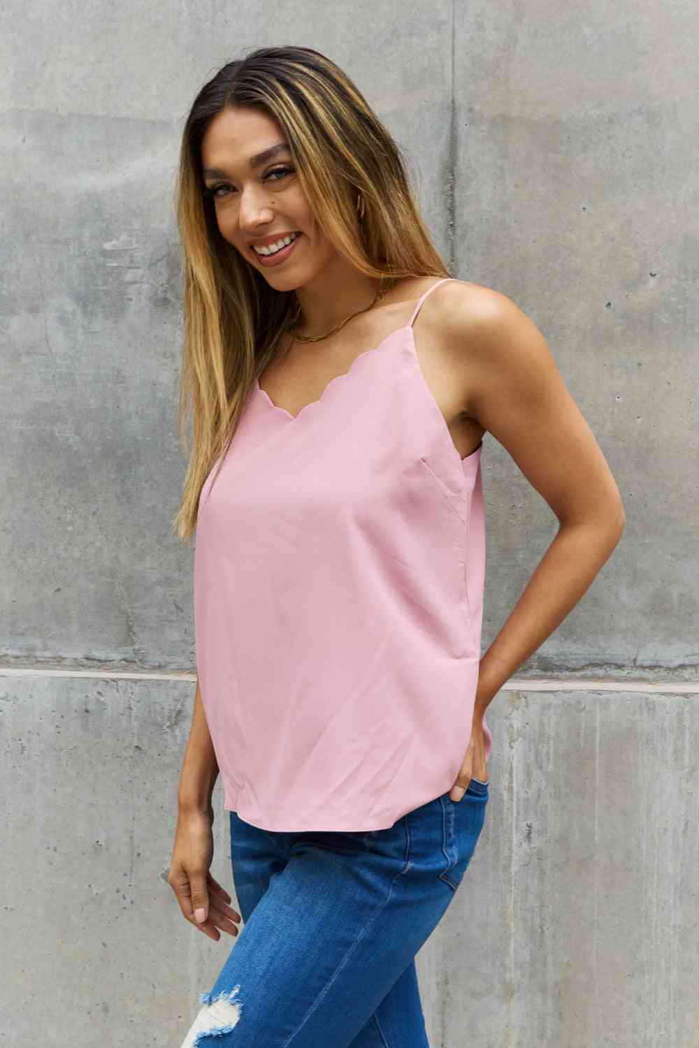 Scalloped Cami in Dusty Pink